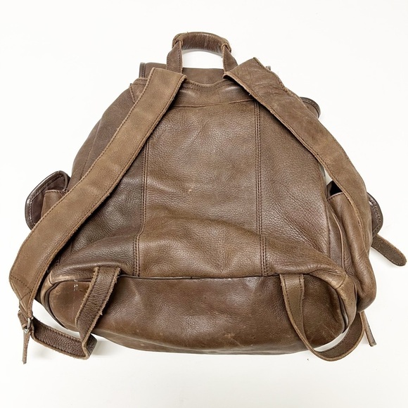 Vintage 90s Y2K Leather Multi Pocketed Buckle Closure School Style Backpack main image 9